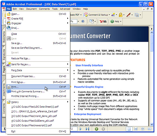 Printing Adobe Documents