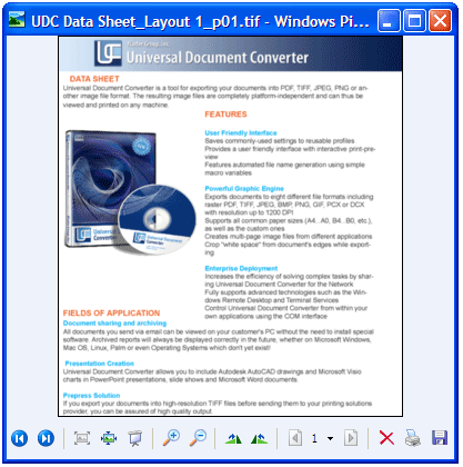 Converted document in Windows Picture and Fax Viewer.