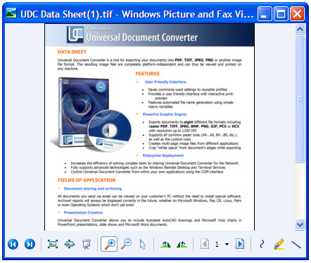 Converted document in Windows Picture and Fax Viewer.